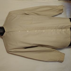 Man's Eddie Bauer banded collar shirt.